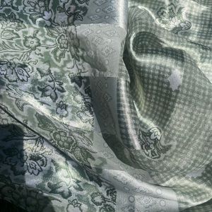 Vintage forest green silk scarf